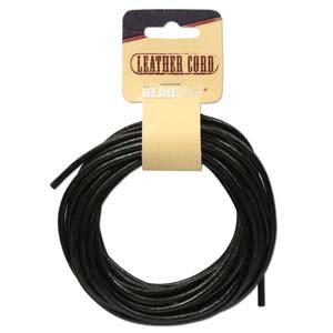 UnCommon ArtistryGenuine Leather Smooth Round Cord 15 Feet (5 Yards) (Black, 3mm)