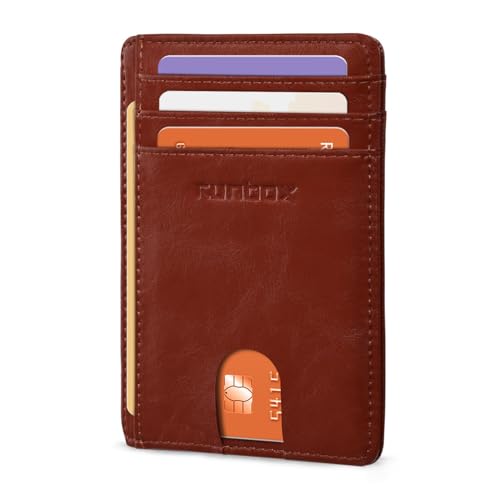 Image of RUNBOX Slim Minimalist Front Pocket RFID Blocking Leather Wallets for Men and Women Card Holder Wallets Gifts for men