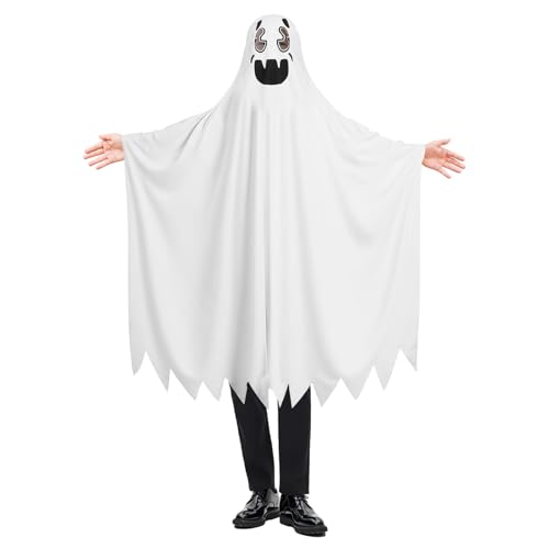 DiULi Disfarce fantasma para adultos, disfarce fantasma de truque ou trato, fato fantasma unissexo, cobertura total da cabeça, túnica de fantasmas para Halloween, carnaval e cosplay, tamanho único
