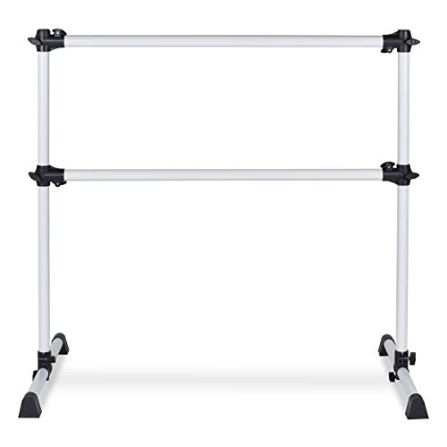 BiFanuo Ballet Barre Portable Double, Freestanding Ballet Barre Adjustable, Heavy Duty Dancing Stretching Ballet for Home,Dance Barre, Fitness Ballet Bar (Silver)