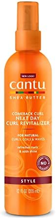 Cantu Comeback Curl Next Day Curl Revitalizer Mist with Shea Butter for Natural Hair, 12 fl oz (Packaging May Vary)