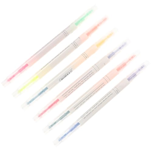 Alipis Marcadores Fluorescentes Doble Punta 12 Colores Pastel Rotuladores para Estudiantes y Oficina Marcadores Portátiles para Subrayar y Hacer Notas Paquete de 6 Unidades