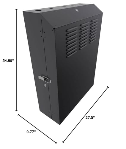 Image of NavePoint 5U Vertical Server Rack Enclosure, Low Profile, 27.5 inch Deep, Max Weight Capacity 132lbs - 5U Network Cabinet Vertical Wall Mount, Perforated, Black