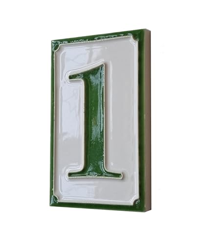Carreaux numéro de maison italienne en céramique peinte à la main 11 x 7 cm (numéro 1)