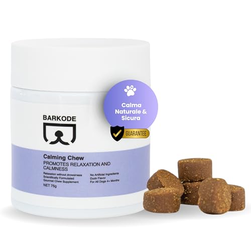 Calmante per Cani - 30 Bocconcini Gusto Anatra, 75g, Masticativi Naturali, Vitamine, Tranquillante, Tutte le Taglie, 6+ Mesi, Calmante per Cani Che Abbaiano