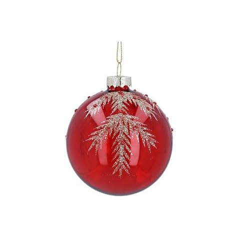 Gisela Graham Clear Red Glass Bauble with Gold Leaves Cover