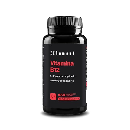 Vitamina B12 1000 mcg - 450 Comprimidos Veganos, Metilcobalamina 100% Forma Activa - Más de 1 año de Suministro - Contra Cansancio y Fatiga, Para el Sistema Inmunitario