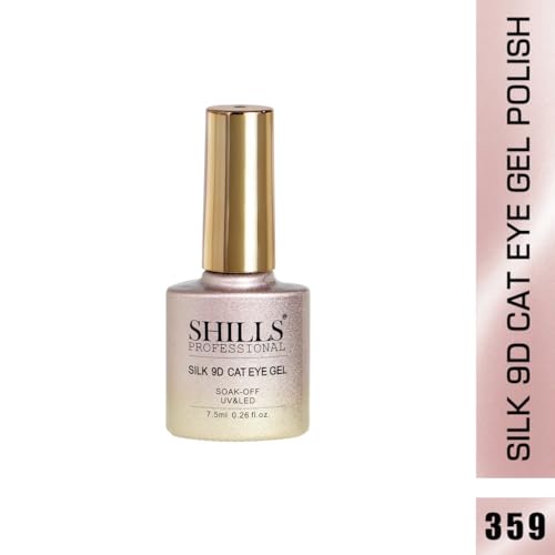 Image of SHILLS PROFESSIONAL Silk 9D Cat Eye Gel Nail Polish - Soak Off UV /LED, Long-Lasting Magnetic Effect, 7.5ml - (359 - Rose Nude)