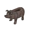 Zeckos Rustic Brown Smiling Pig Resin Decorative Planter 17 Inches Long Great for Flowers and Succulents Perfect for Both Indoor and Outdoor Decor Settings