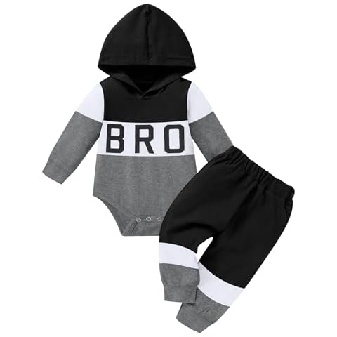 Tomolant baby boy clothes 6-9 month boy clothes baby boy clothes 6-9 months long sleeve hoodie patchwork sweatpants 2pcs baby boy winter clothes baby boy fall outfits Cover