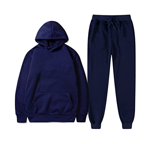 Survêtement homme en polaire Kiioouu avec sweat à capuche chaud taille M bleu marine 40
