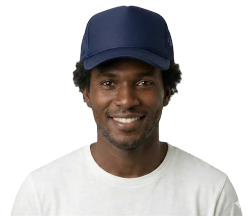Image of NYFASHION101 Plain Mesh Trucker Hat - Breathable 6-Panel Daily Snapback Cap, Customizable Ideal for DIY Embroidery & Patches
