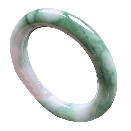Bracelet en jade rond vert et blanc YCQYM pour femmes, jonc fleurs flottantes de 64 mm