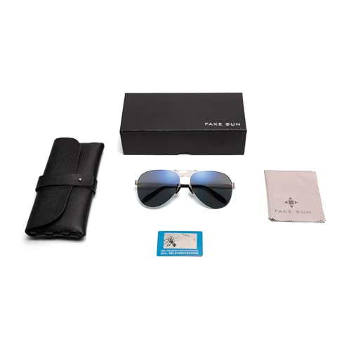 Classic Premium Aviator Sunglasses for Men and Women, Matte Grey Frame with Polarized Blue Lenses, Full UV Protection4