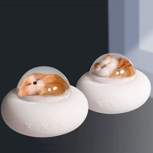 Image of KRESHU Cute Dog Sleeping Spaceship Night Light Lamp Silicone Bedside Lamp Touch Control Warm Dimmable USB Rechargeable Spaceship Night Lamp Gift Kids for Home /Bedroom /Living Room /Office (Pack of 1)