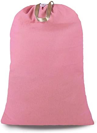 Heavy Duty Laundry Bag with Drawstring and Handle, Extra Large Travel Dirty Clothes Bag for Laundromat and Household, Durable Rip-Stop Laundry Hamper Liner, 28 x 40 Inch by SANFERGE, Pink
