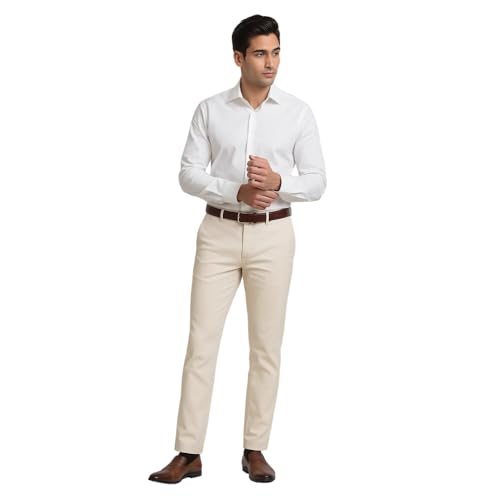 Image of Men's Stretchable Formal Trousers | Regular Fit Mid Rise Office Wear Pants | Elasticated Waistband 2 Inch Stretch | 4 Pocket Pant