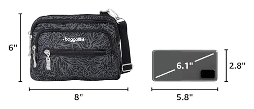 Image of Baggallini Triple Zip Small Crossbody Bag for Women - Lightweight Convertible Fanny Pack Belt Bag