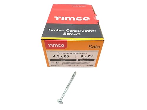 200 Pcs Silver Wood Screws Double Countersunk General Purpose (4.5mm x 60mm)