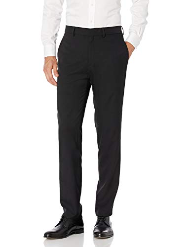 Haggar Men's Stretch Gab Slim Fit Flat Front Suit Separate Pant, Black, 34Wx34L