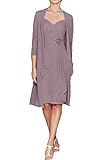 Chiffon Mother of The Bride Dresses Short Evening Formal Dress Jacket Mauve 24 Plus