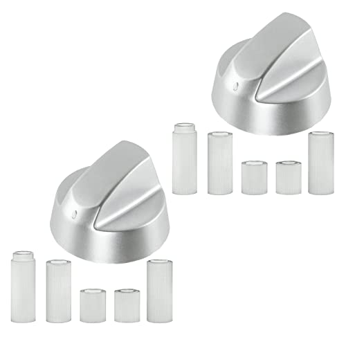 Spares2go Bouton de réglage/bouton rotatif pour four et cuisinière Indesit, contenu de l'emballage de 1,2,3,4,5 ou 6 pièces + adaptateur, couleur argent Quantité : 2