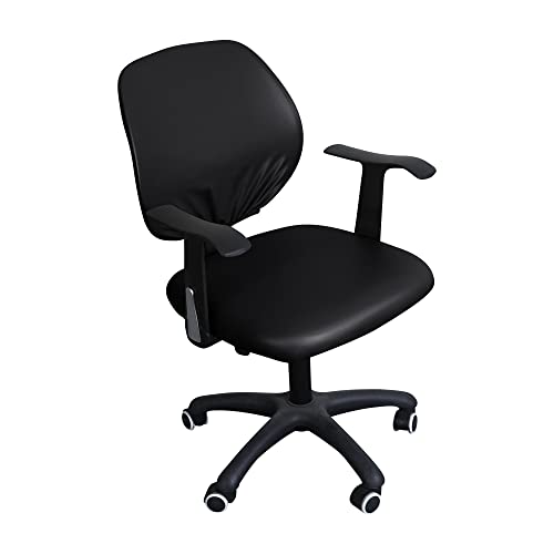 Forcheer Office Chair Cover Water Resistant Pu Black Stretch Jacquard Elastic 2 Piece With Arms Computer Chair Slipcover For Armrest Desk Chairs #TOP19