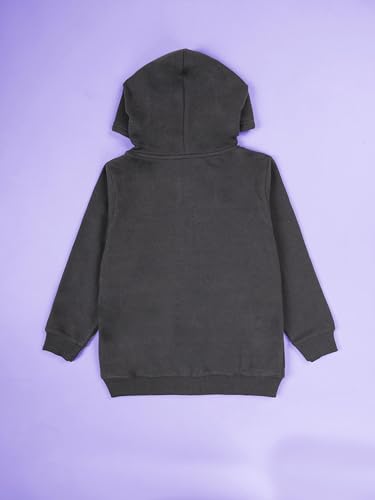 Image of KiddoPanti Boys Solid Cotton Full Sleeve Zip-Up Front Open Hooded Sweatshirt