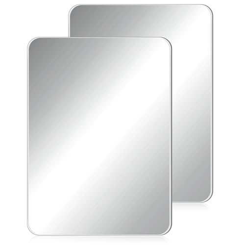 Blulu 2 Pcs Magnetic Locker Mirror Small Real Glass School