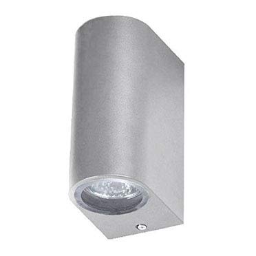 ZEYUN Wandleuchte up down Wandlampe, Automatischer Schalter mit Lichtsensor, Nachtlicht Sensor für/Treppenhaus/Garage/Garten, GU10 Alumium Außenleuchte grau Auto ein/aus (mit Leuchtmittel) Cover