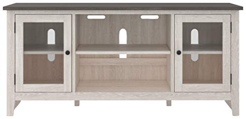 Signature Design By Ashley Dorrinson Farmhouse Tv Stand With Fireplace Option, Fits Tvs Up To 58", Whitewash #TOP3