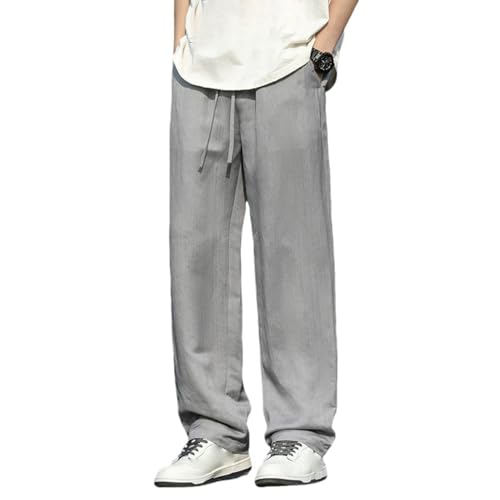 Pantalon d'été pour homme en lin droit thermorégulateur style chinois respirant
