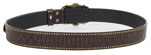 FGSS Women Men Classic-Rivet-Cowboy-Belt - Western Cowgirl-Leather-Belt with Longhorn-Bull Buckle for Pants Jeans3