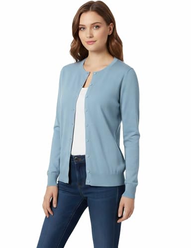 Image of Allsense Women's Long-Sleeve Crewneck Cardigan | Classic Button Down Sweater, Soft Fine Knit, Lightweight