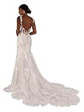 Fukbdz Vestidos De Novia Elegantes 2024 Backless Long Tulle Formal Bridal Gowns Mermaid Formal Slit Bridal Wedding Dress with Train US16 White