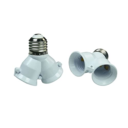 YCSSSD 2 in 1 E26 E27 Light Socket Splitter Adapter, Dual Light Bulb Adapter, 2 Standard Medium Base Bulbs in 1 Socket Y-Shape Lamp Holder Converter, Two Bulbs in One Socket Extender, 2-Pack -  YCSDT670