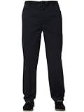 BRAND KRUZE Mens Relaxed Regular Fit Elasticated Rugby Trouser Pants Casual Work Trousers Big Waist Navy 32W / 29L