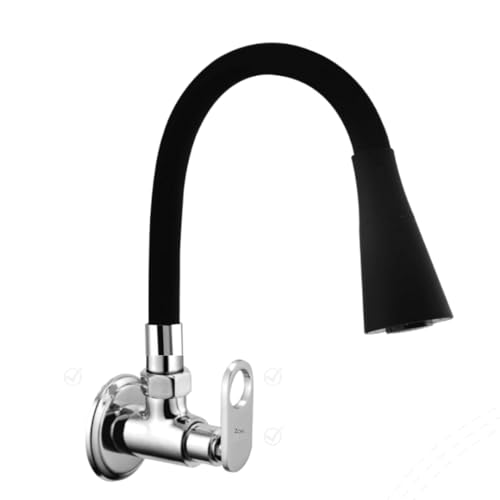 Zoie Z33040 Kitchen Sink Tap with Black Flexible Silicone Swivel Spout Black & Chrome Finish (Dual Flow) Orax Series (Wall Mounted Installation) (B0CLCX2MWW) Amazon Price History, Amazon Price Tracker