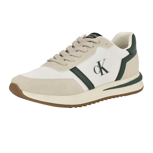 Calvin Klein Men's Picio Sneaker, White/Dark Green 300, 9