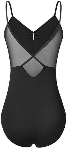 Mulnall Frauen Tanz Camisole Leotard, V Back Mesh, volles Vorderfutter Tanz Outfit(23936-06-S)