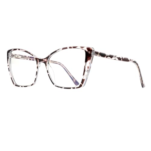 Image of Blue Light Blocking Glasses for Women, Oversized Trendy Cat Eye Computer Gaming Glasses Anti Glare & UV Glare RF6204 (Leopard Cateye Frame)