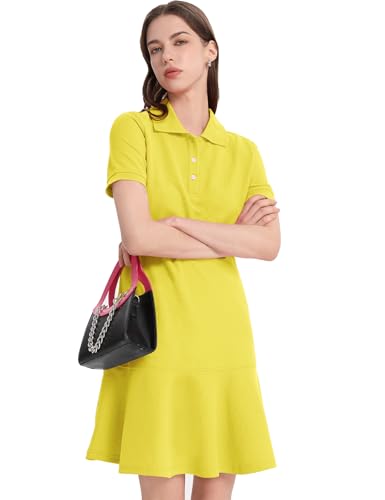 Image of Flygo Womens Polo Dress Summer Short Sleeve Ruffle T Shirt Dress