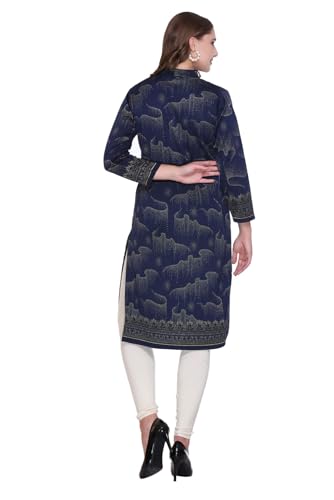 Image of REBECCA Women's Winter Woolen Kurti Jacquard Straight Fit Ethnic Wear with 2 Side Pockets