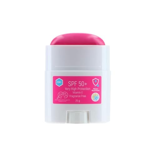 BILGE OZTURK Farbiger Sonnenschutzstift SPF 50+ UVA/UVB Schutz Gesichtssonnenschutz für Empfindliche Haut, Schnell Einziehend, Wasser und schweißbeständig, Reisegröße, für Kinder geeignet 5 floz Rosa