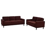 Coaster Home Furnishings - Ruth - Wood - 2-Piece Upholstered Sofa Set with Track Arms, Piped Trim, Angled Legs and Box-Edged Cushions - Living Room - Rust - 511211-S2