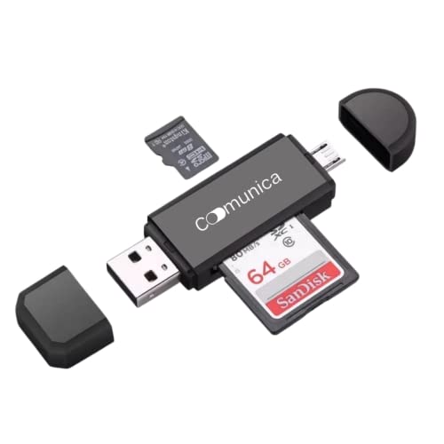 Lettore di carte multifunzione: la combinazione USB 2.0 e micro USB, rende il nostro lettore di schede compatibile con porta di ricarica micro USB Smartphone e tablet Android che supportano la funzione OTG e funziona anche su computer con porta USB.