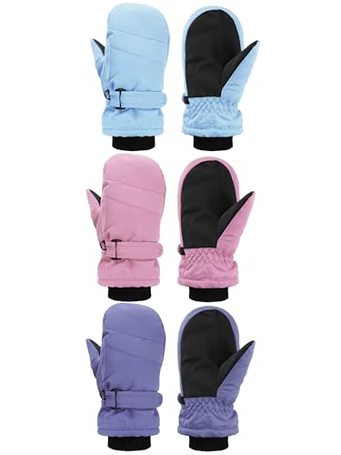 Image of SATINIOR Kids Snow Mittens Waterproof Winter Ski Gloves Warm Thicken Snow Gloves for Girls Boys
