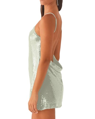 Women's Sequin Bodycon Mini Dress Sparkly Dress Sexy Criss Cross Open Back Short Dress3