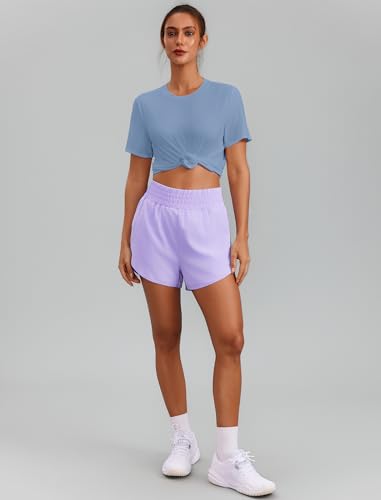 Image of PINSPARK Workout Tops for Women Short Sleeve Athletic Shirts UPF 50+ Quick Dry Running Outfits for Exercise Gym Hiking S-3XL