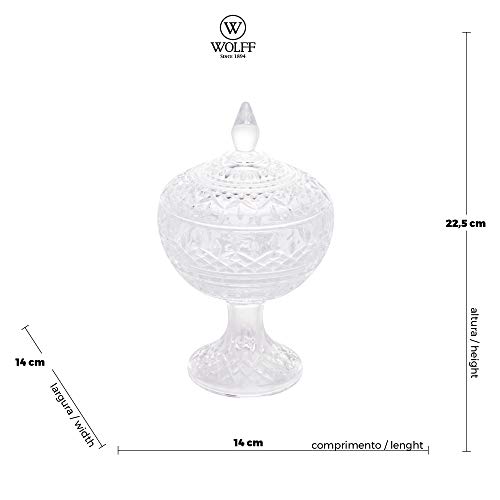 Potiche Decorativo de Cristal com Pé Lys 14cm x 22cm - Wolff